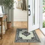 Black and White Ornate Black Medallion Persian Area Rug