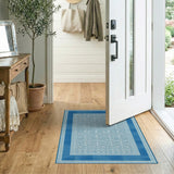 Indigo Blue Geometric Motif Area Rug