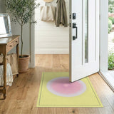 Pink Sunburst Radial on Sunny Yellow Area Rug