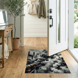Industrial Factory Smoke Black White Area Rug