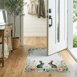 ODIKA Watercolor Bunny and Wildflower Washable Nursery Rug - Low Pile Non-Slip