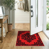 Red Vibrant Red Persian Floral Medallion Rug