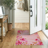 Blush Pink Peony Blossom Border Rug