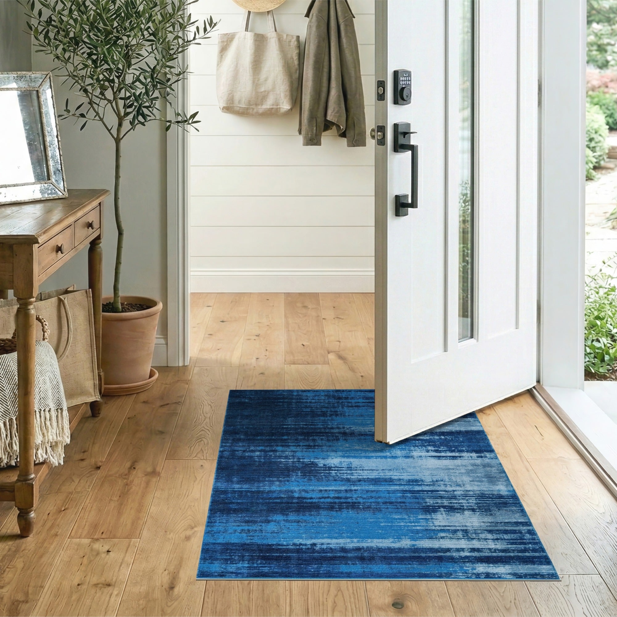 Blue Teal Distressed Vintage Area Rug