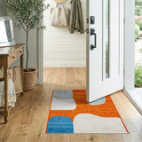 Vibrant Orange Abstract Area Rug with Organic Shapes
