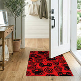 Bold Red Gaming Controller Skull Doodle Rug