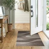 Abstract Grey Wave Area Rug