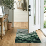 Ethereal Green Watercolor Mountains Area Rug