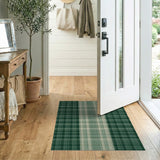 Green Emerald Green Plaid Checkered Area Rug