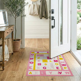 Multi-color and Patterns Playful Pink Alphabet ABC Kids Area Rug