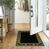 Art Deco Gold Geometric Border Area Rug