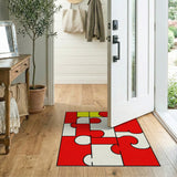Bold Red Puzzle Geometric Area Rug