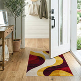 Abstract Area Multi-color and Patterns Abstract Wavy Multi-Color Area Rug