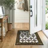 Gold and Silver Art Deco Gold Fan Geometric Area Rug