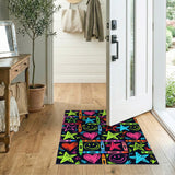 Neon Kids Doodle Stars Hearts Area Rug