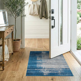 Blue Teal Distressed Abstract Area Rug