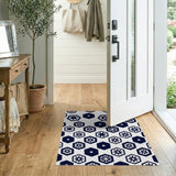 Navy Hexagon Starburst Pattern Area Rug