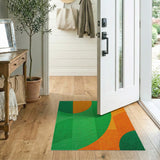 Vibrant Green Orange Geometric Abstract Rug