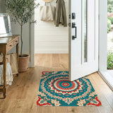 Teal Red Mandala Persian Area Rug