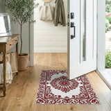Elegant Red Floral Medallion Rug