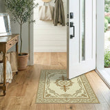 Gold Ornate Border Cream Area Rug