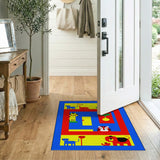 Playful Pixel Zoo Kids Cartoon Rug