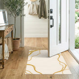 Gold and Silver Gold Wavy Abstract Area Rug