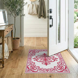 Elegant Red Baroque Floral Rug