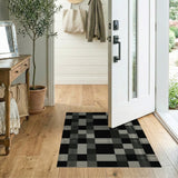 Distressed Vintage Checkered Distressed Black White Checkered Area Rug