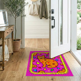 Cheerful Orange Spotted Cat Halloween Area Rug