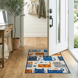 Multi-color and Patterns Kids Cartoon Playful Cartoon Cats Area Rug