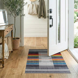Vibrant Rainbow Striped Geometric Area Rug