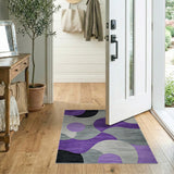 Purple Grey Abstract Geometric Area Rug