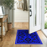 Royal Blue Ornate Floral Damask Area Rug