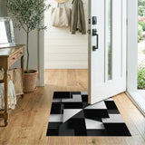 Abstract Black White 3D Geometric Area Rug