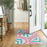 Multi-color and Patterns Teal Pink Geometric Abstract Area Rug