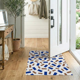 Scattered Timber Planks Blue Blocks Area Rug