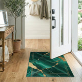 Emerald Green Gold Vein Abstract Green Area Rug