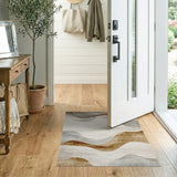 Abstract Wavy Grey Grey Area Rug