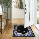 Purple Floral Moon Bat Area Rug