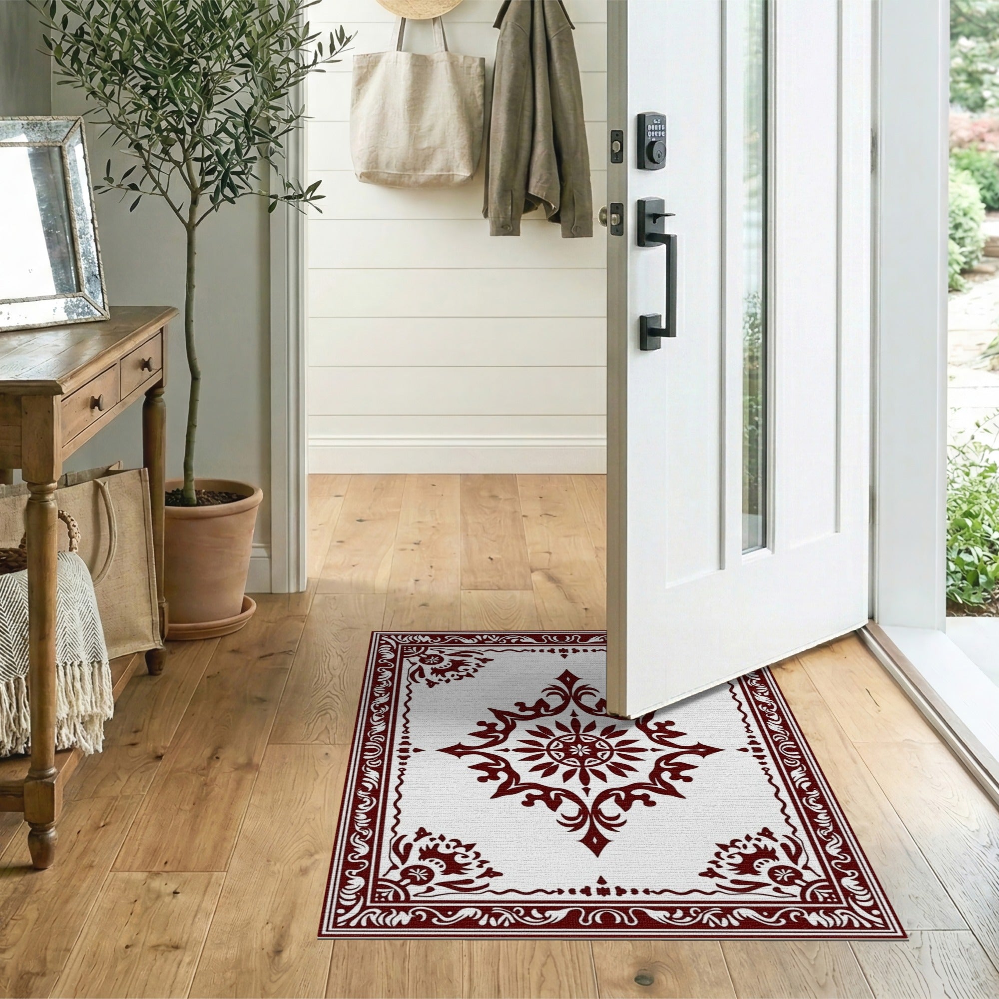 Red Ornate Red Medallion Traditional Persian Rug