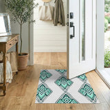 Teal Diamond Geometric Area Rug