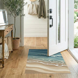 Ocean Waves Crashing Coastal Area Rug