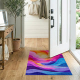 Vibrant Sunset Waves Abstract Area Rug