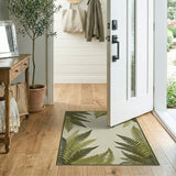 Floral Vintage Green Lush Green Fern Border Area Rug