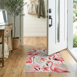 Vibrant Pink Flamingo Coastal Area Rug