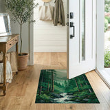 Moonlit Pine Forest Waterfall Area Rug