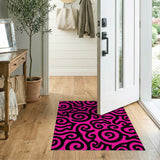 Bold Pink Black Swirl Abstract Area Rug