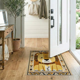 Yellow Adorable Cartoon Lion Kids Area Rug
