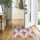 Blush Pink Roses Floral Vintage Rug